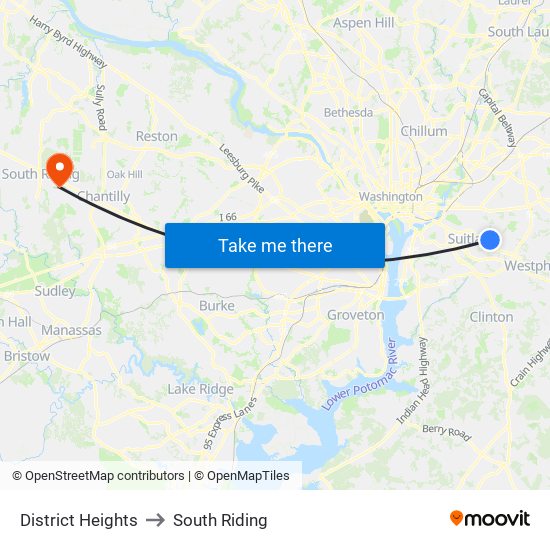 District Heights to South Riding map