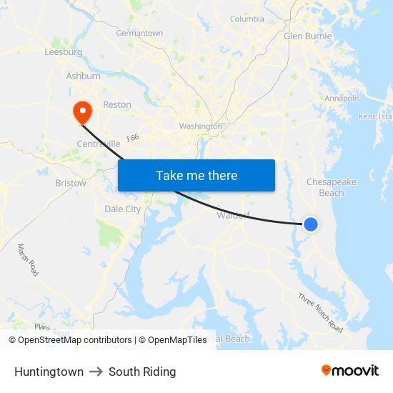 Huntingtown to South Riding map