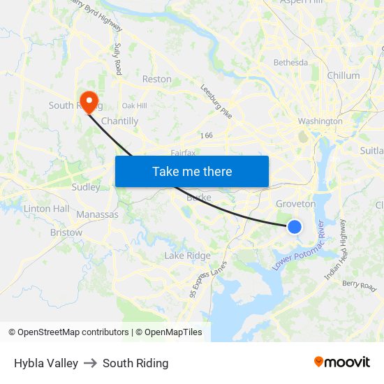 Hybla Valley to South Riding map