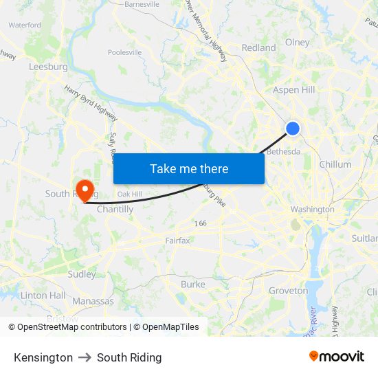 Kensington to South Riding map