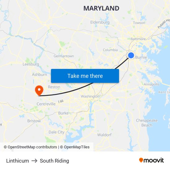 Linthicum to South Riding map