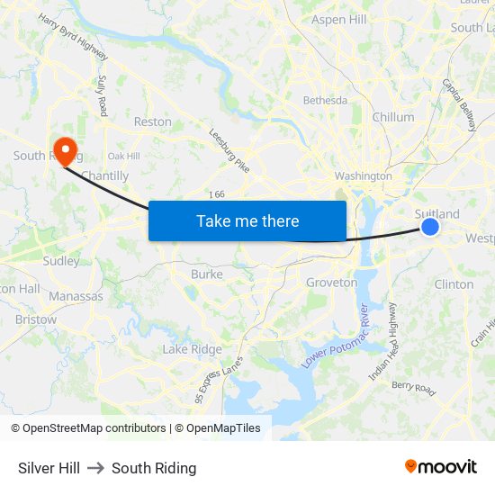 Silver Hill to South Riding map