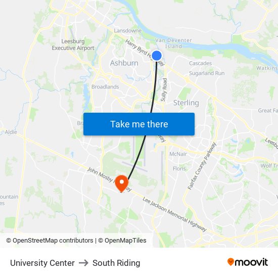 University Center to South Riding map