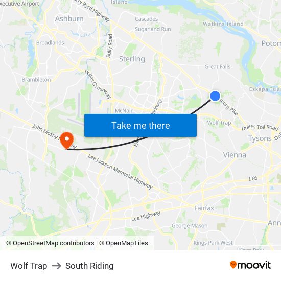 Wolf Trap to South Riding map