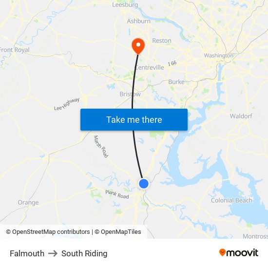 Falmouth to South Riding map