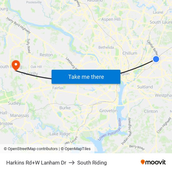 Harkins Rd+W Lanham Dr to South Riding map