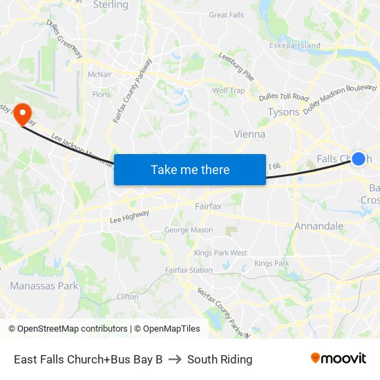 East Falls Church+Bay B to South Riding map