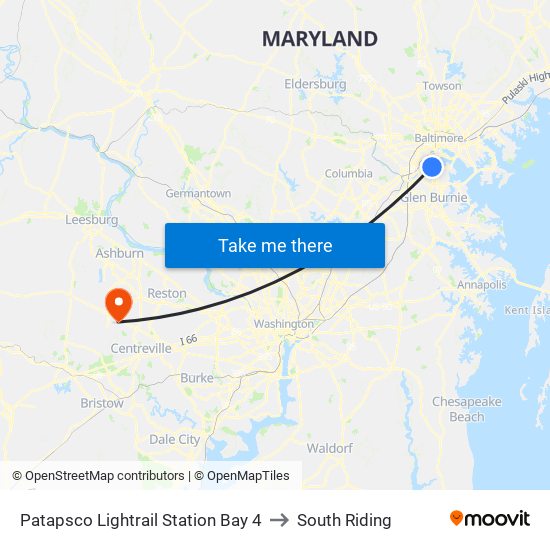 Patapsco Lightrail Station Bay 4 to South Riding map