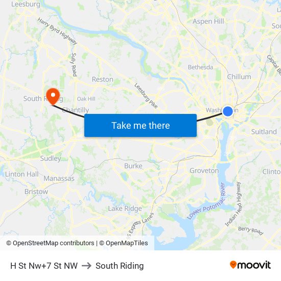 H St Nw+7 St NW to South Riding map