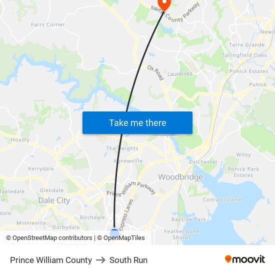 Prince William County to South Run map