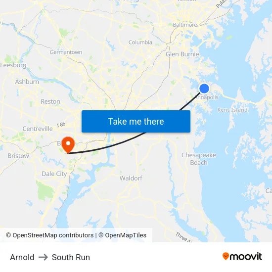 Arnold to South Run map