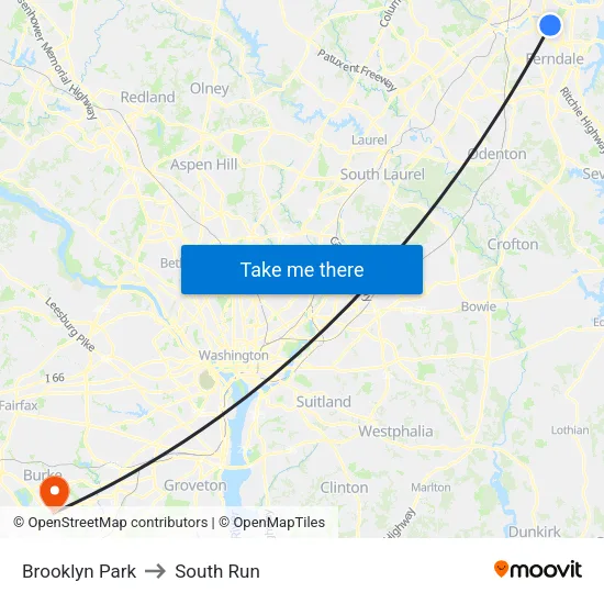 Brooklyn Park to South Run map