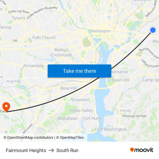 Fairmount Heights to South Run map