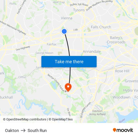 Oakton to South Run map