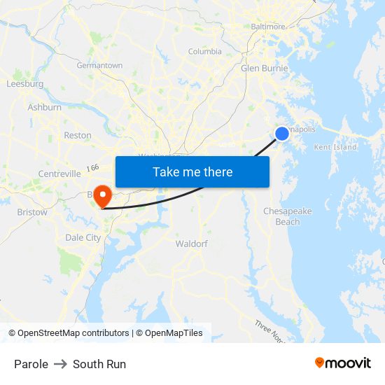 Parole to South Run map