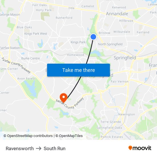 Ravensworth to South Run map