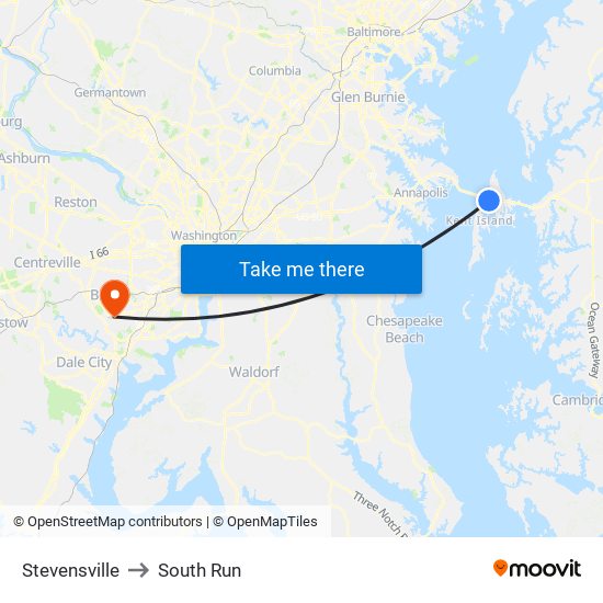 Stevensville to South Run map