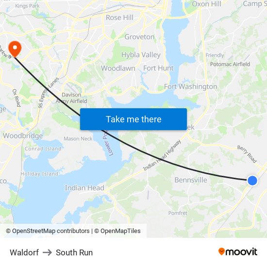 Waldorf to South Run map