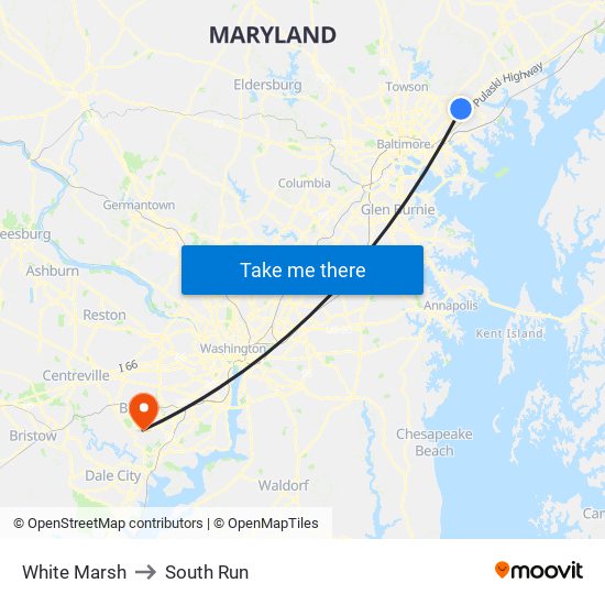 White Marsh to South Run map