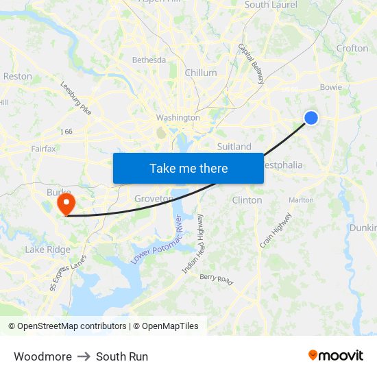 Woodmore to South Run map