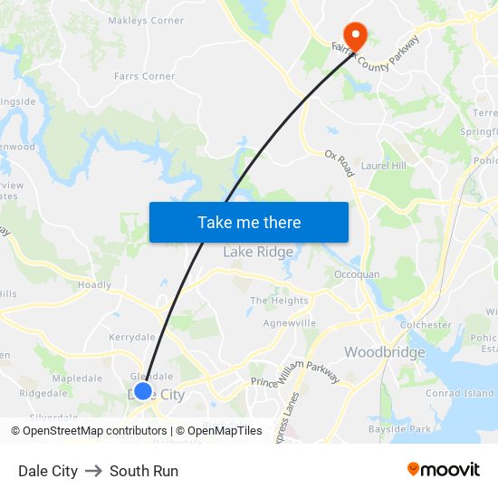 Dale City to South Run map