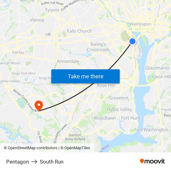 Pentagon to South Run map