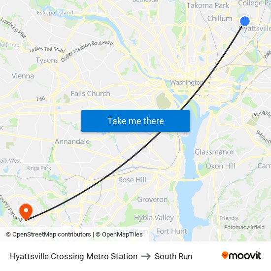 Hyattsville Crossing Metro Station to South Run map