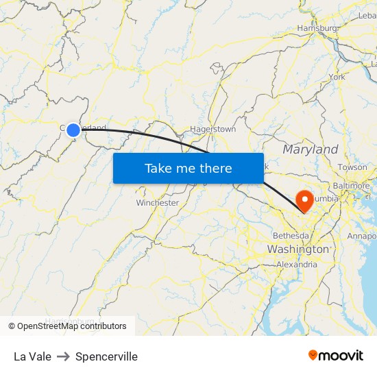 La Vale to Spencerville map