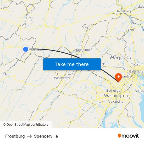 Frostburg to Spencerville map