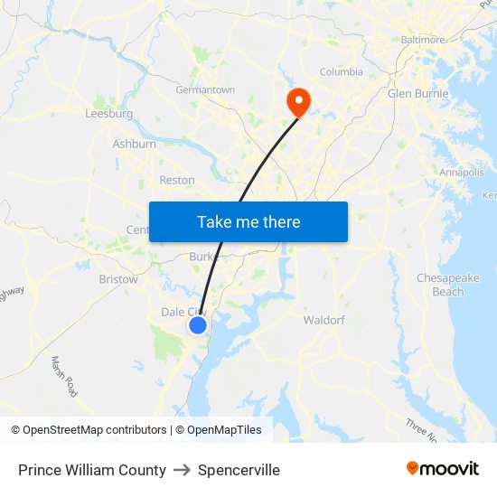 Prince William County to Spencerville map