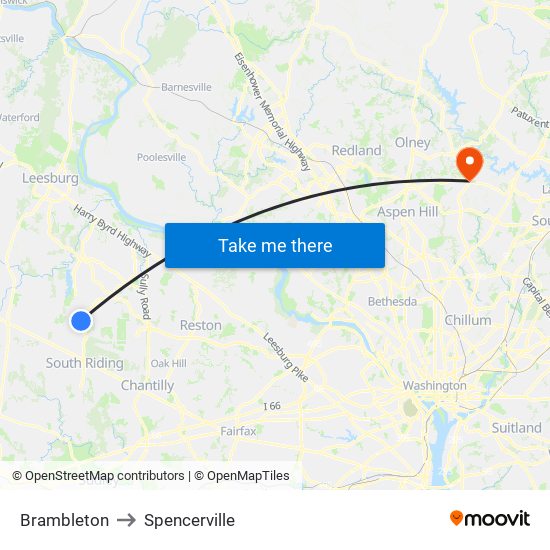 Brambleton to Spencerville map