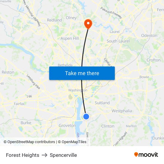 Forest Heights to Spencerville map