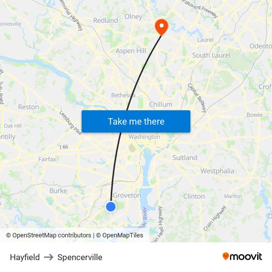 Hayfield to Spencerville map