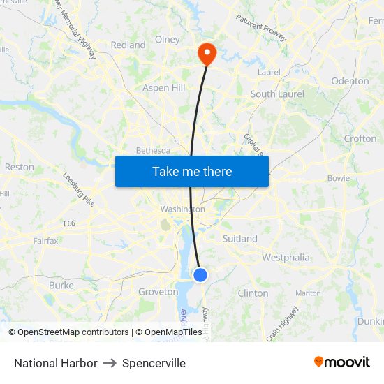 National Harbor to Spencerville map