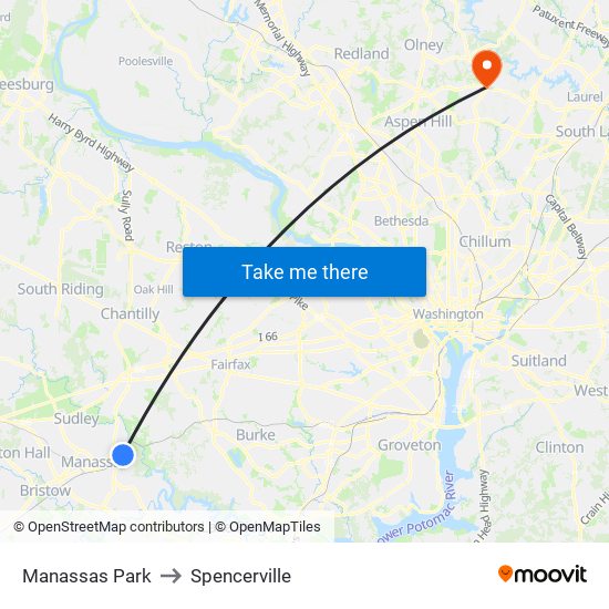 Manassas Park to Spencerville map