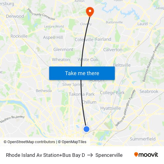 Rhode Island Ave-Brentwood+Bay D to Spencerville map