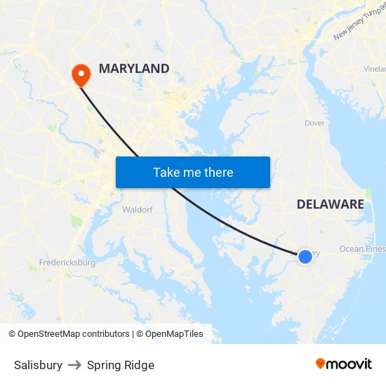 Salisbury to Spring Ridge map