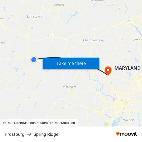 Frostburg to Spring Ridge map