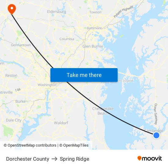 Dorchester County to Spring Ridge map