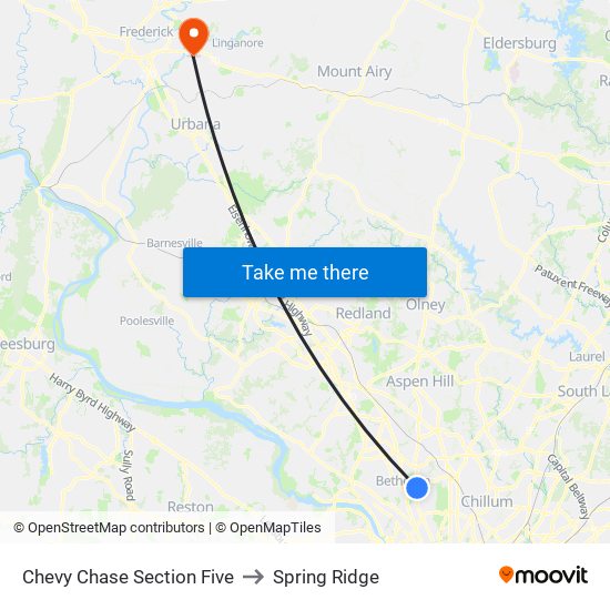 Chevy Chase Section Five to Spring Ridge map