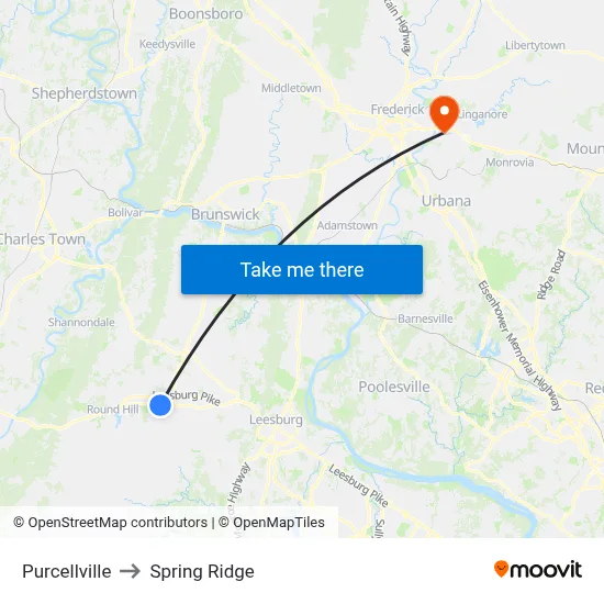 Purcellville to Spring Ridge map