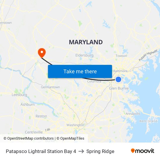 Patapsco Lightrail Station Bay 4 to Spring Ridge map