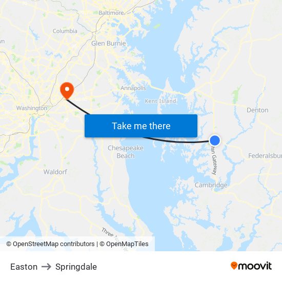 Easton to Springdale map