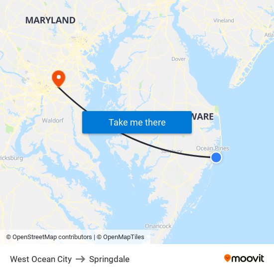 West Ocean City to Springdale map