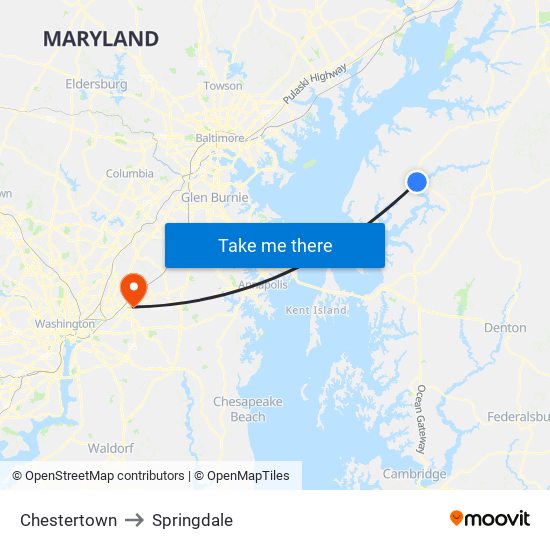 Chestertown to Springdale map