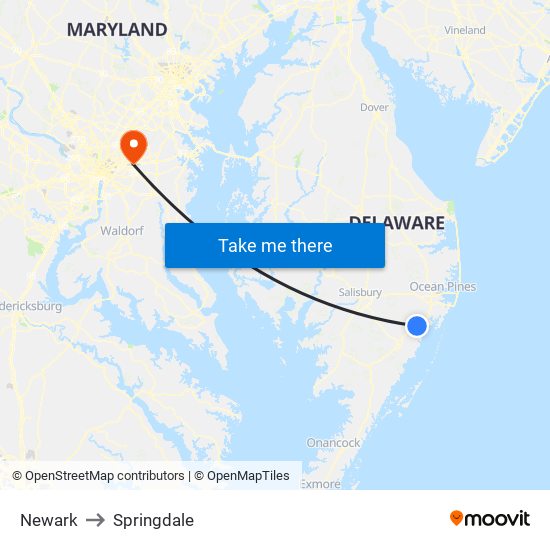 Newark to Springdale map