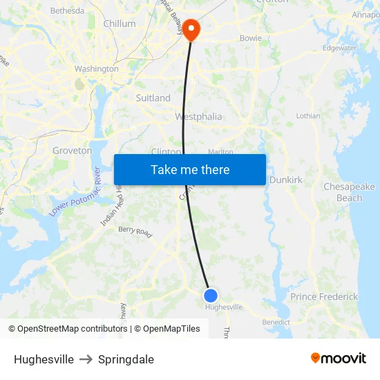 Hughesville to Springdale map