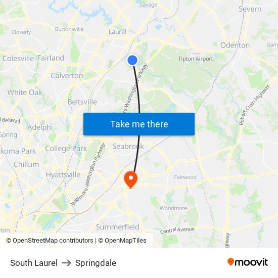 South Laurel to Springdale map