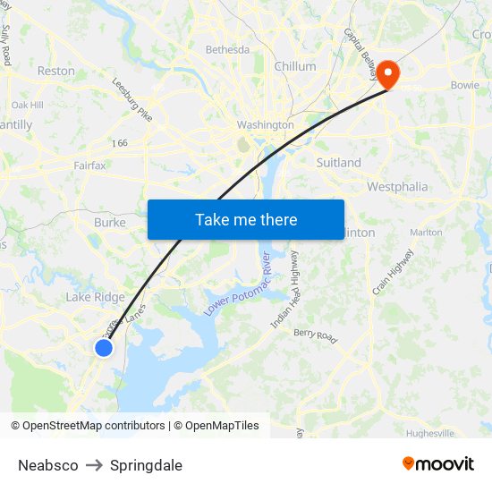 Neabsco to Springdale map