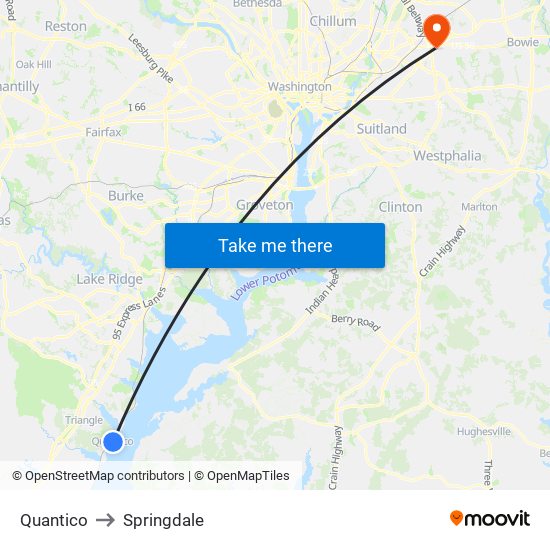 Quantico to Springdale map